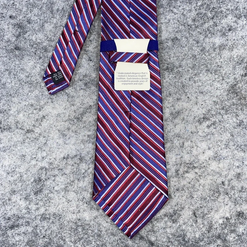 ALAN FLUSSER Striking Red Blue‎ Diagonal Striped Men's Silk Necktie 3.75